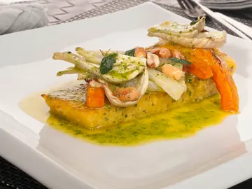 Polenta de aceitunas con hortalizas asadas Polenta de aceitunas con hortalizas asadas