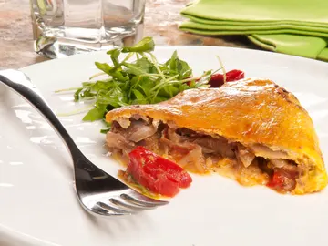 Fritatta de zancarrón con pimientos Fritatta de zancarrón con pimientos