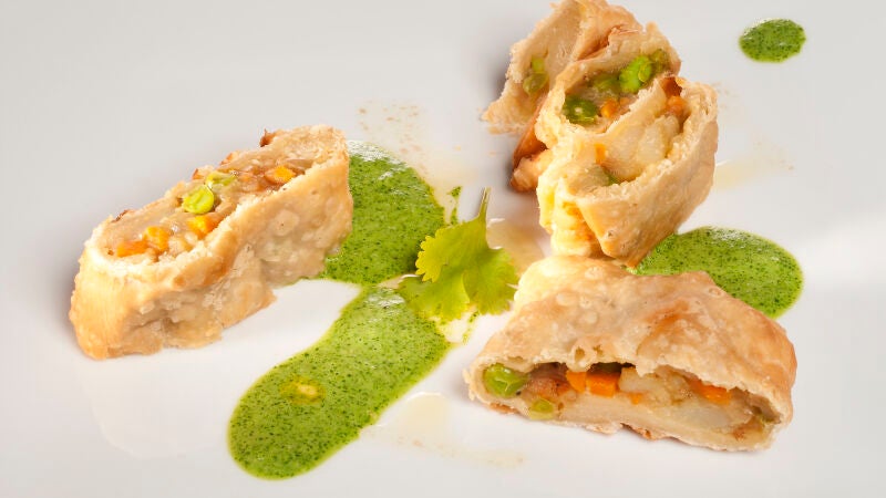 Samosas con chutney verde