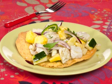 Tostadas de ceviche verde