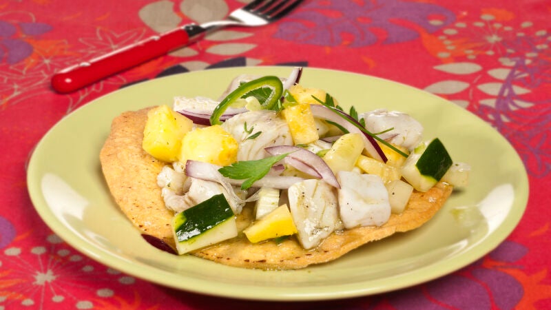 Tostadas de ceviche verde