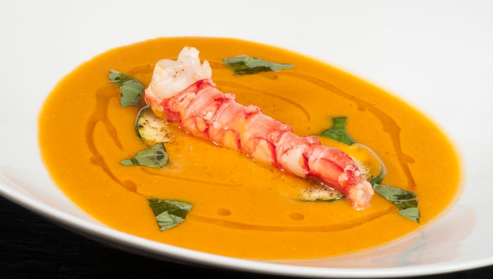 Crema de calabaza y carabineros