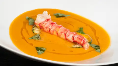 Crema de calabaza y carabineros Crema de calabaza y carabineros