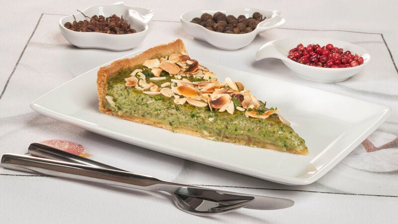 Quiche de alcachofa y almendra