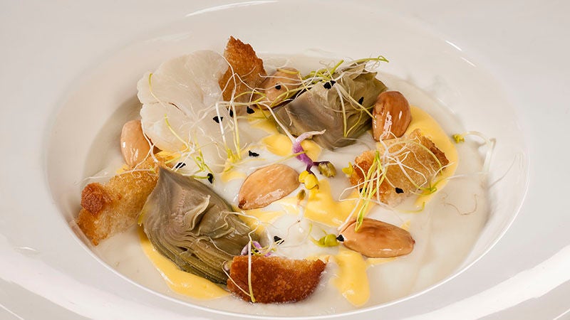 Puré con coliflor y nabo con mahonesa