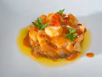 Bacalao al pilpil con pimientos Bacalao al pilpil con pimientos