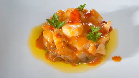 Bacalao al pilpil con pimientos Bacalao al pilpil con pimientos