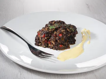 Arroz de morcilla y pimientos con mayomiel Arroz de morcilla y pimientos con mayomiel