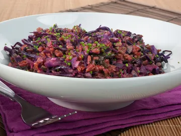 Salteado de arroz, setas y col Salteado de arroz, setas y col