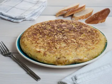 Imagen de archivo de una tortilla de patatas Imagen de archivo de una tortilla de patatas