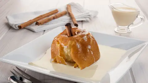Manzanas asadas con crema de canela El sabor es ciego