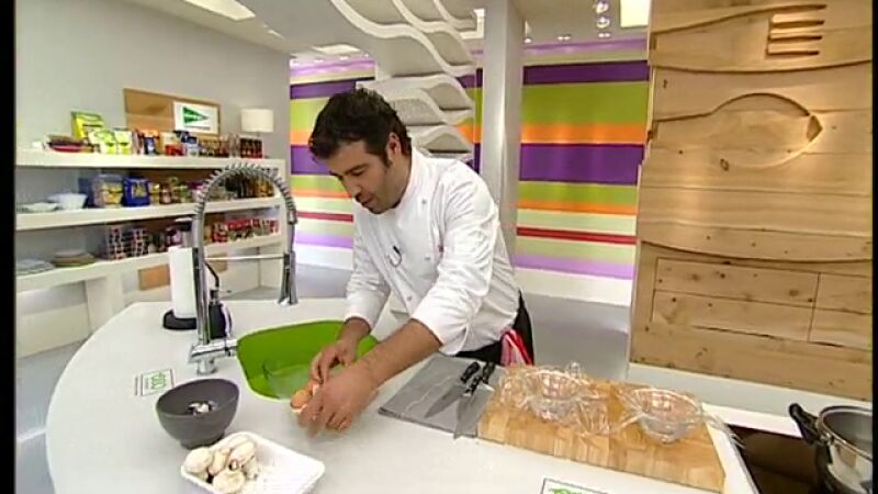 Huevo flor con champiñones y patatitas - Parte 2