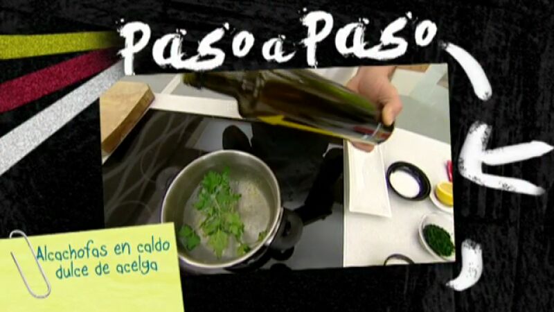 Paso a paso: Alcachofas en caldo dulce de acelgas