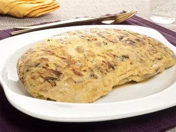 Tortilla de champiñones y bacalao Tortilla de champiñones y bacalao