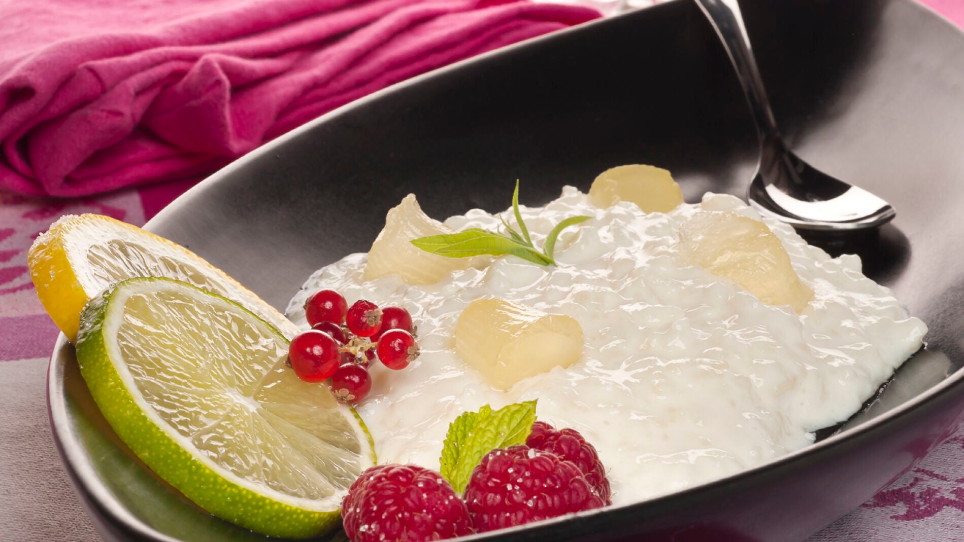 Arroz con leche y gelatina de c&iacute;tricos