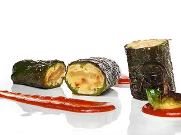 Pimientos verdes rellenos de tortilla de patatas Pimientos verdes rellenos de tortilla de patatas