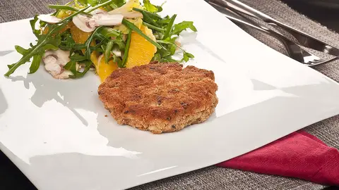 Hamburguesa de avenca con champiñones Hamburguesa de avenca con champiñones