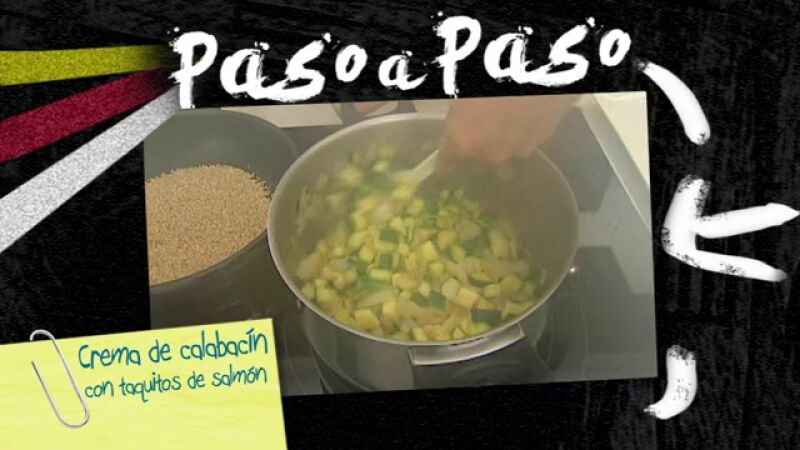 Paso a paso: Crema de calabacín con taquitos de salmón