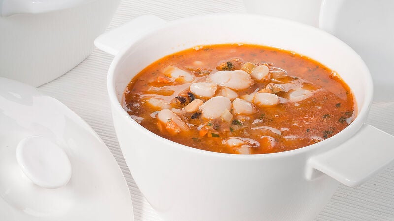 Sopa de mejillones y alubias