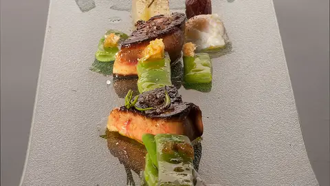 Composición de foie y judías verdes Composición de foie y judías verdes