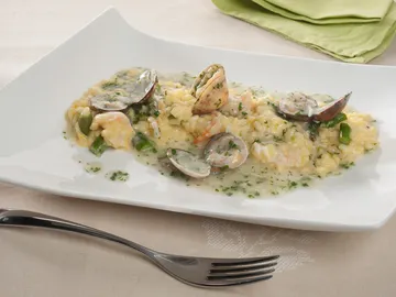 Risotto de almejas y trigueros Risotto de almejas y trigueros
