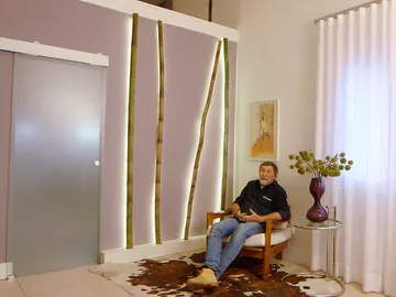 Una original pared de bambú Una original pared de bambú