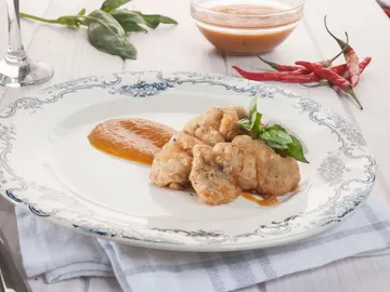 Seseos rebozados con tomate Seseos rebozados con tomate